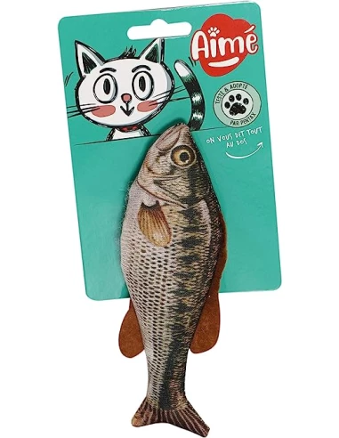 Aime Jouet per Gatto Pesce di 17 cm con Erba Gatta