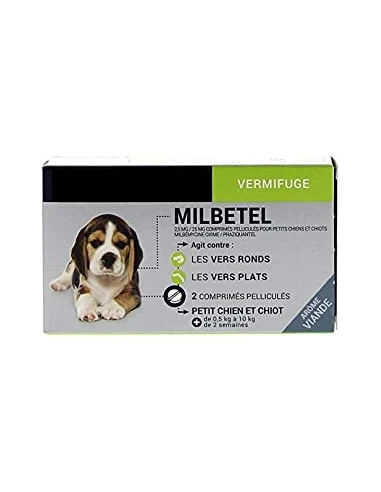 Biocanina Milbetel vermifuges pour petits chiens et chiots 2 comprimés